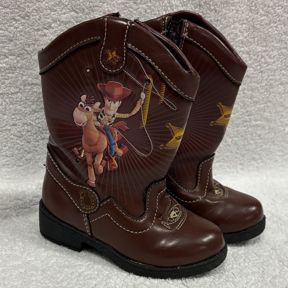 Disney story woody bullseye cowboy light up zip boots size 6